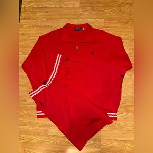Polo Ralph Lauren Double Knit Red Track Suit Short Set size 1XB